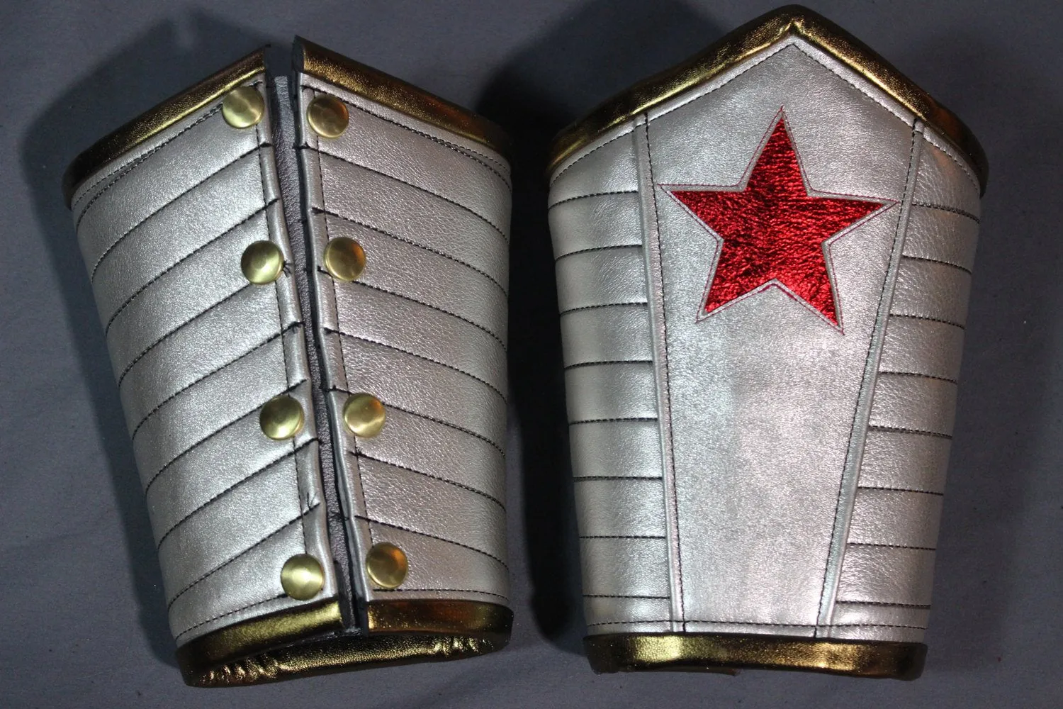 Oversize Wonder bracers in amazing PLATINUM leather - Sold as a PAIR!