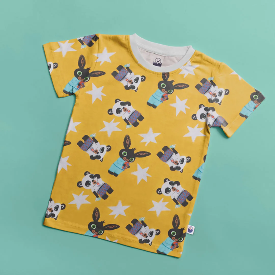 Panda, Rabbit -Cotton T-shirt | Half Sleeve TShirt | Yellow