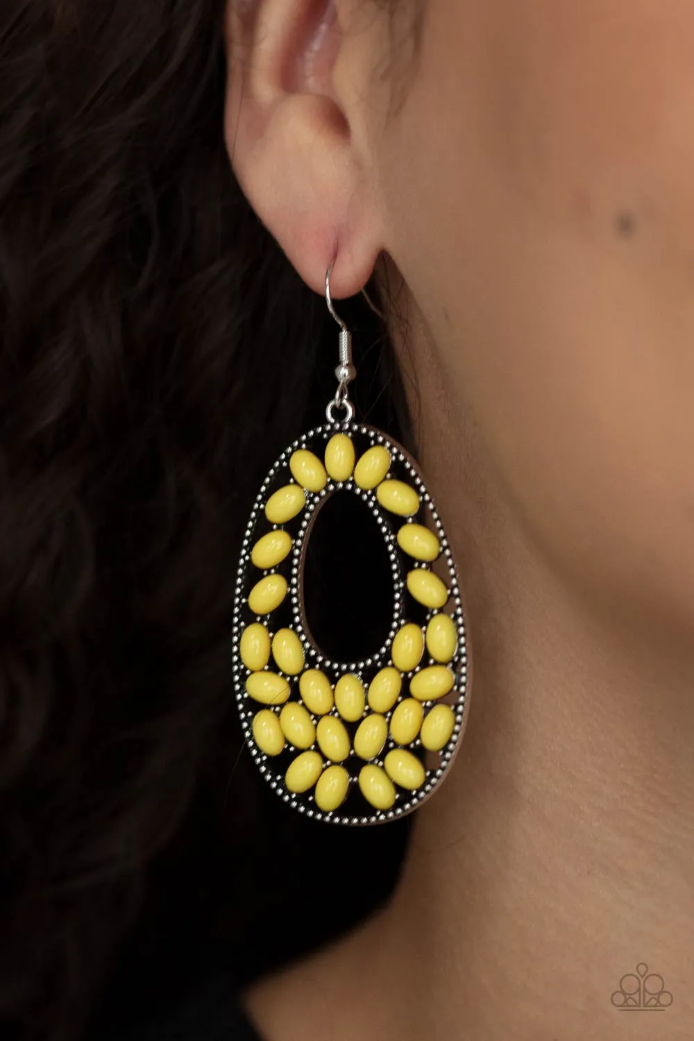 Paparazzi Earring ~ Beaded Shores - Yellow