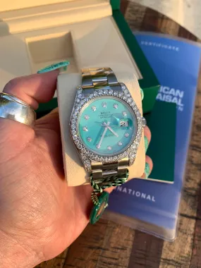 Refurbished/Pre-Owned Custom "Turquoise" Rolex Watch (Pre-Order)