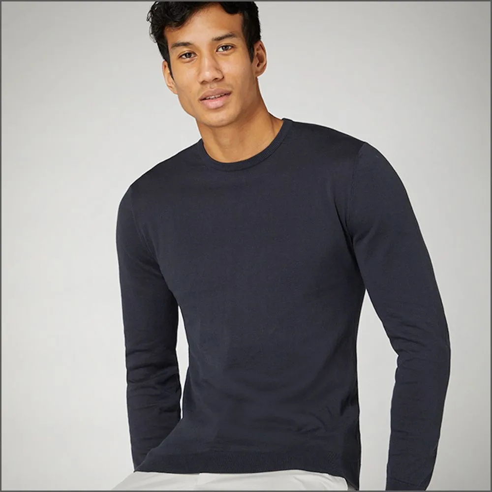 Remus Uomo Cotton Navy Crew Neck Sweater>>