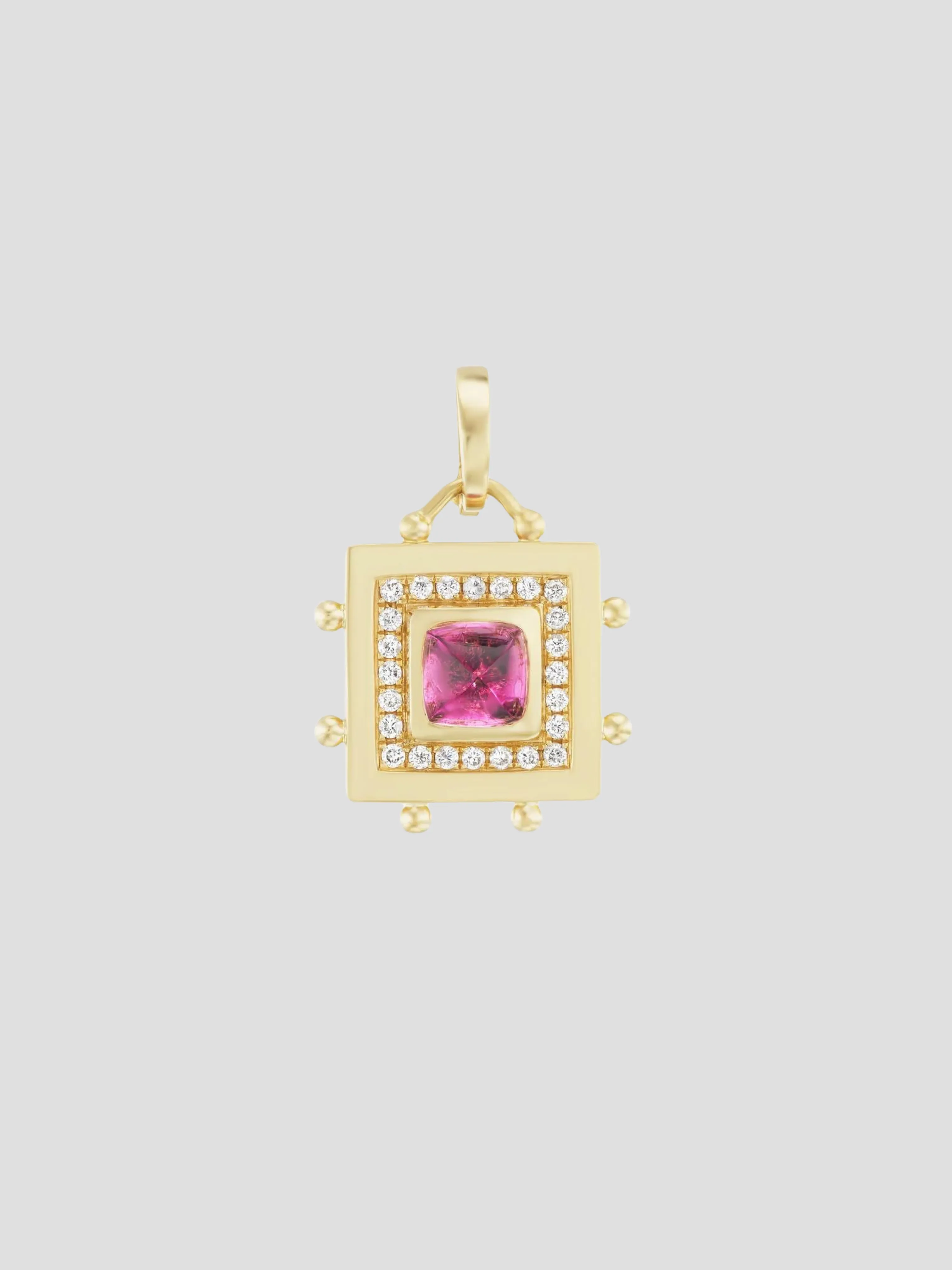 Square Evil Eye Amulet Charm in Rubellite