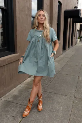 Sweetheart Breeze Tee Dress - Sage