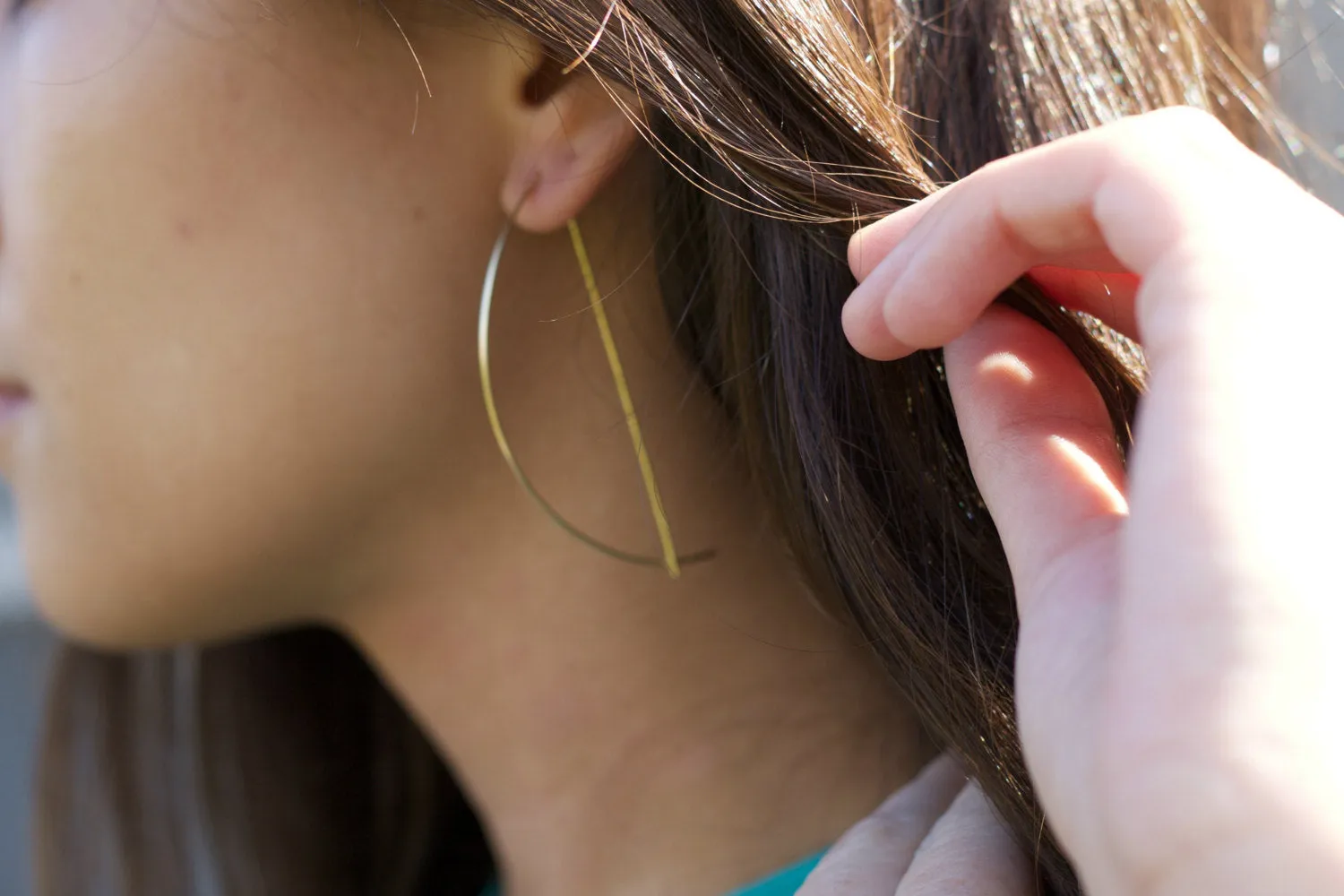 Threader Half Moon Hoop Earrings