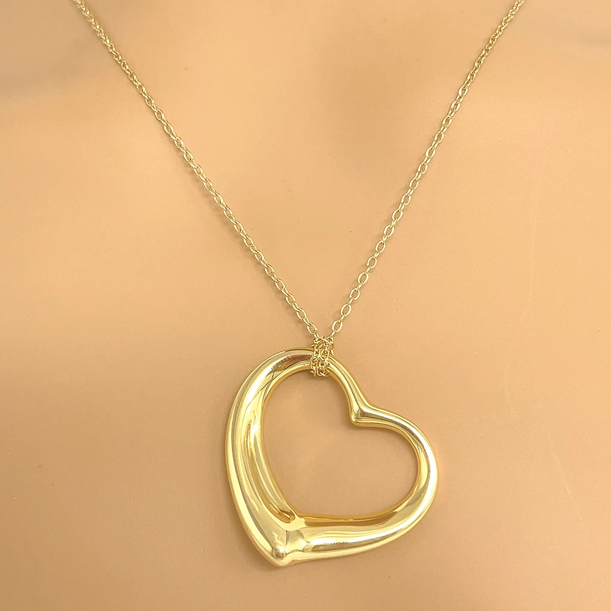 Tiffany and Co. Elsa Peretti Large Open Heart Pendant Necklace