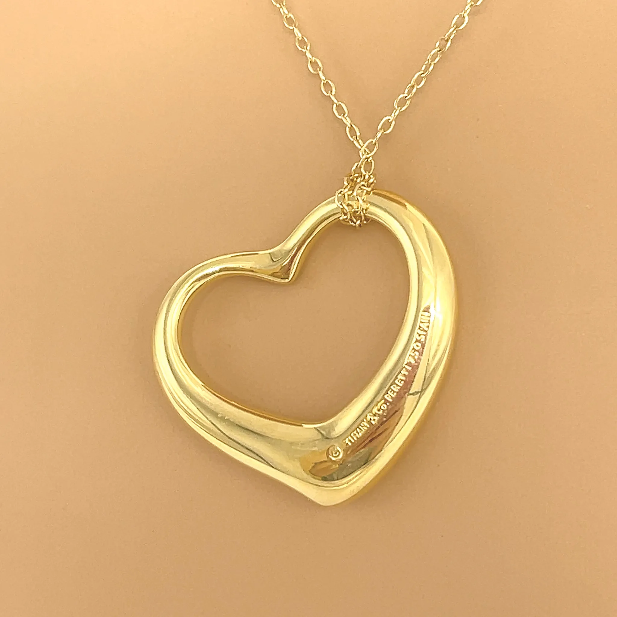 Tiffany and Co. Elsa Peretti Large Open Heart Pendant Necklace