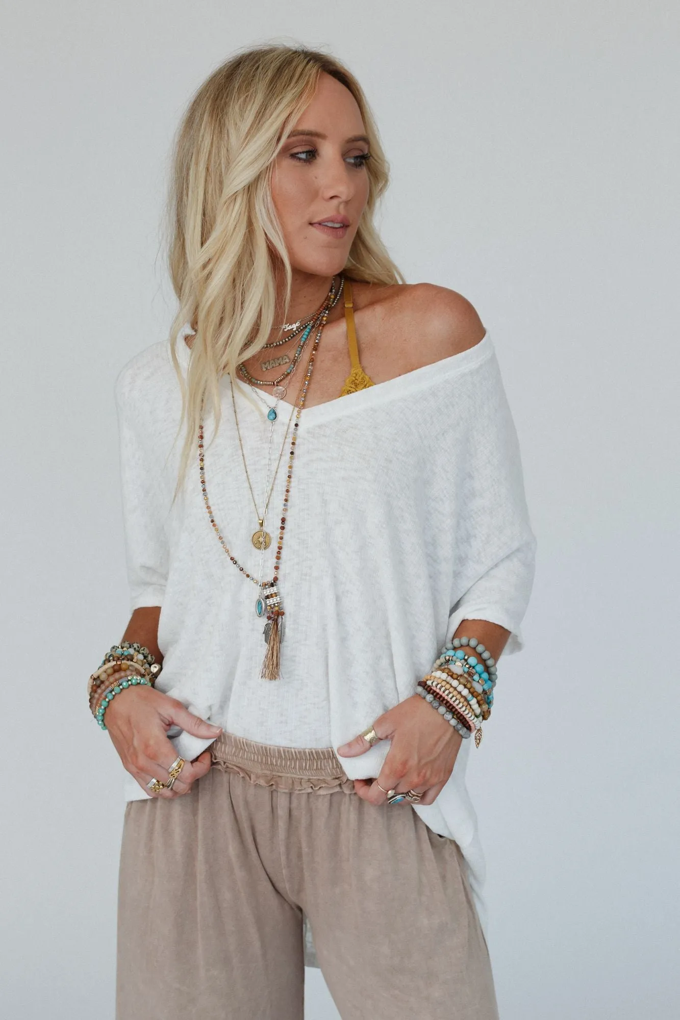 Warm Nights V Neck Top - Ivory