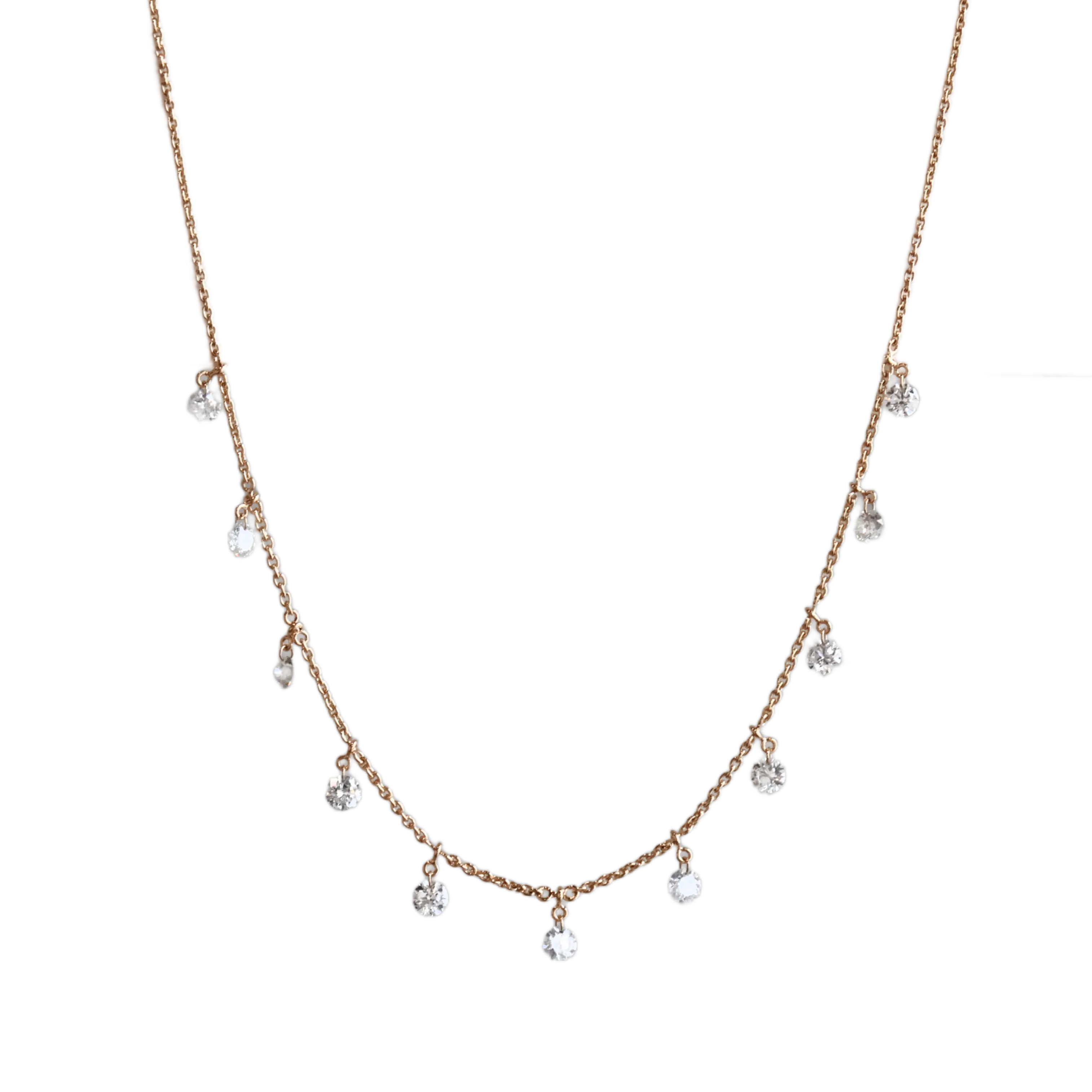 Yellow Gold Drilled Diamond Necklace